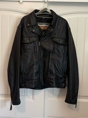 Vintage Harley Davidson 90s Leather Jacket Vented Nevada Black Large